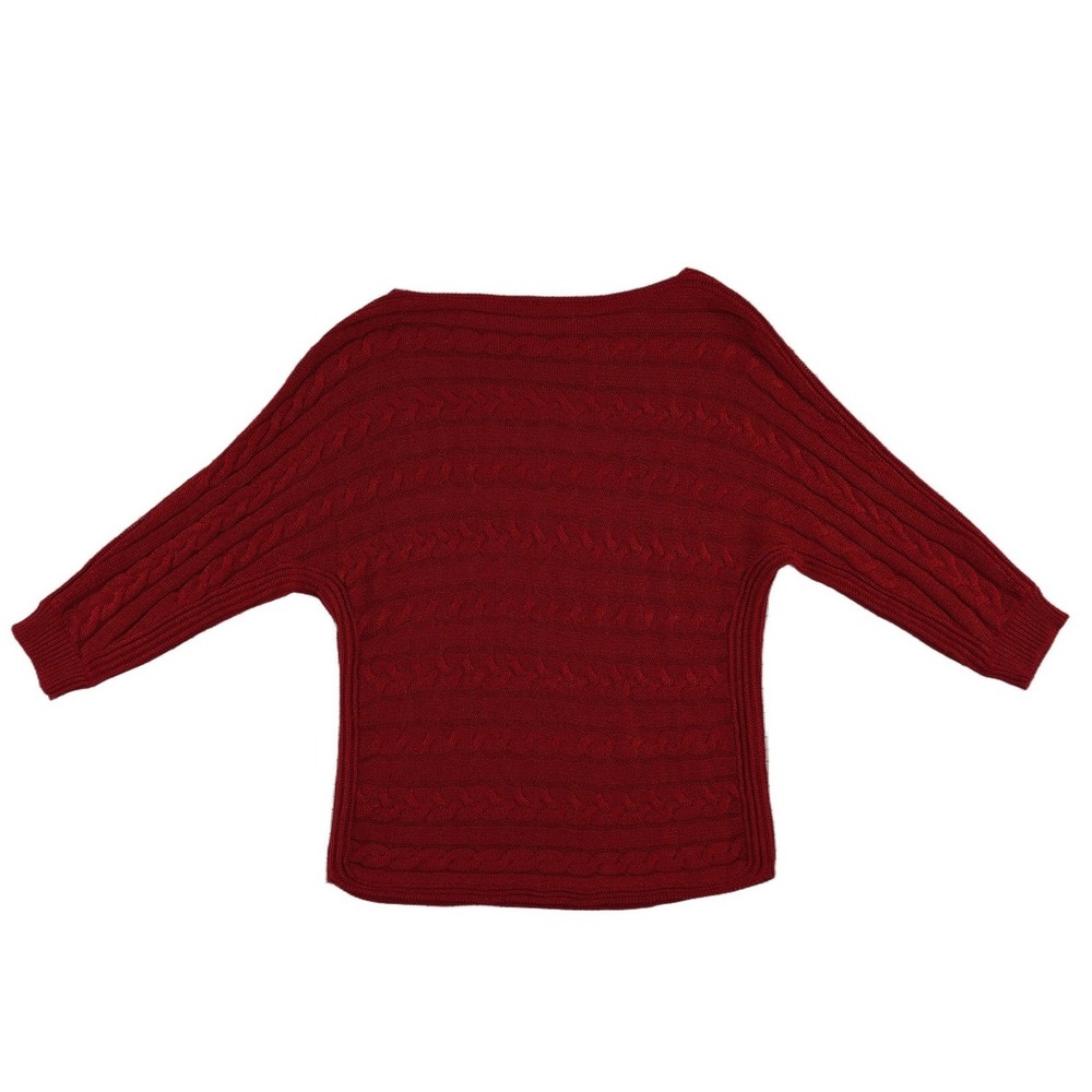 Lauren Ralph Lauren Cable Knit Sweater Women's Size Small Red Batwing Boat Neck - Picture 3 of 7